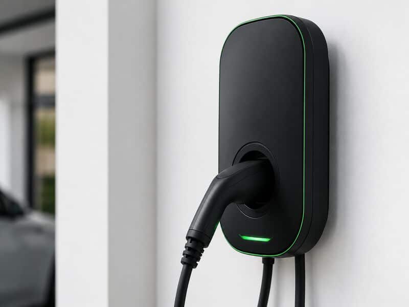 Wall-mounted smart EV charger installed on a villa wall in the UAE