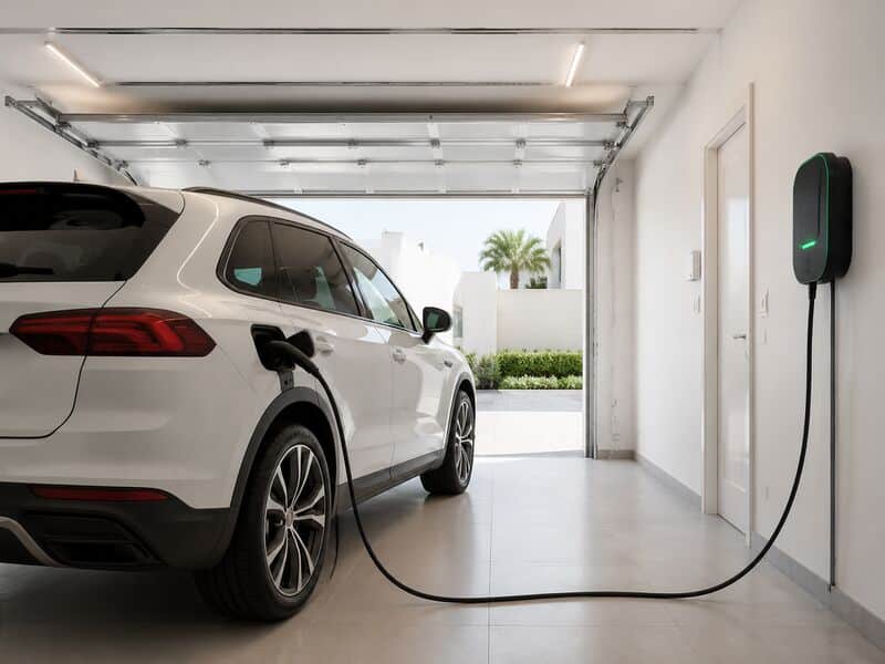 Home EV charging station installed in a villa garage in the UAE